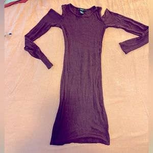 Long sleeve cut out shoulder dress
